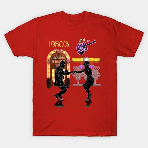 1950s Rock N' Roll Diner T-Shirt by STYLISH CROWD TEES